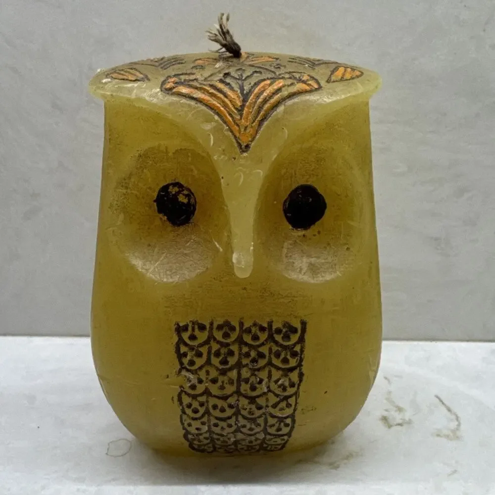 Vintage 1969 Hallmark Wax Owl Candle 7.25
